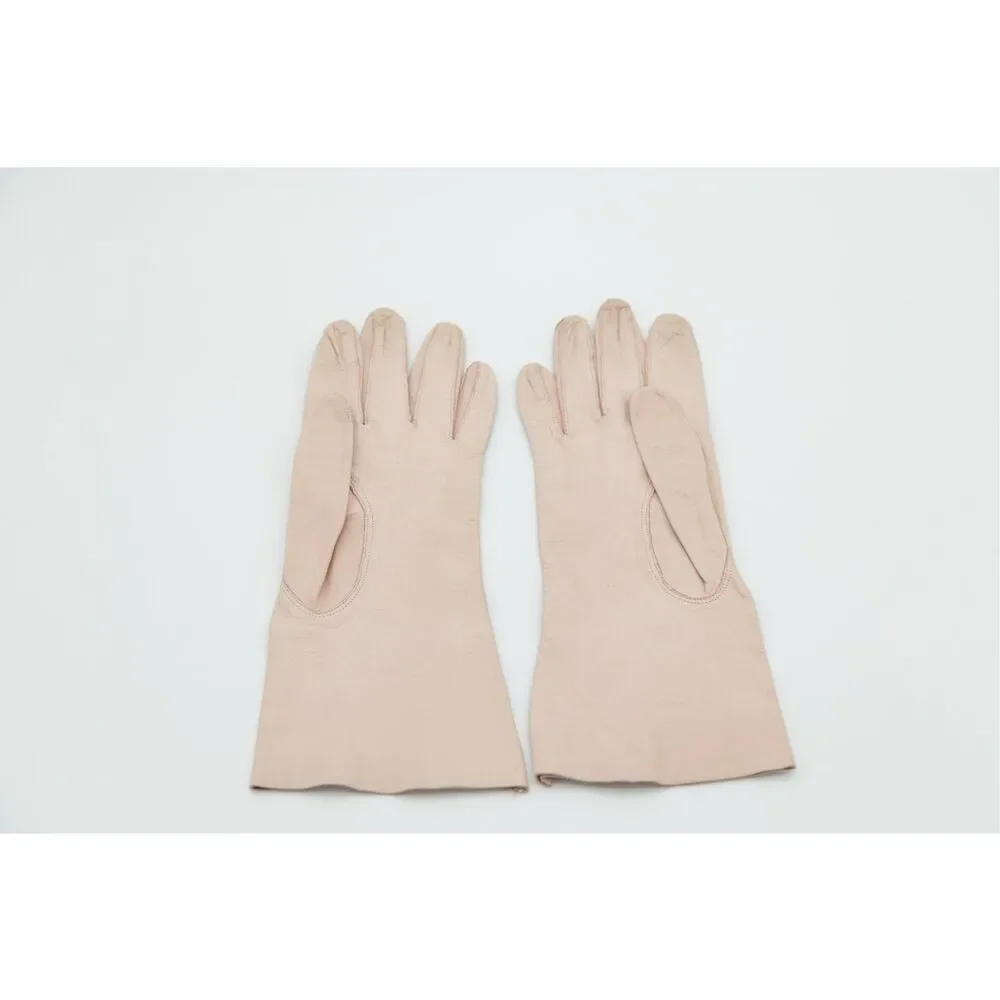 Vintage 1950s Kid Leather Gloves Women’s Size 7 Pink Blue‎ Stamp 10” Long